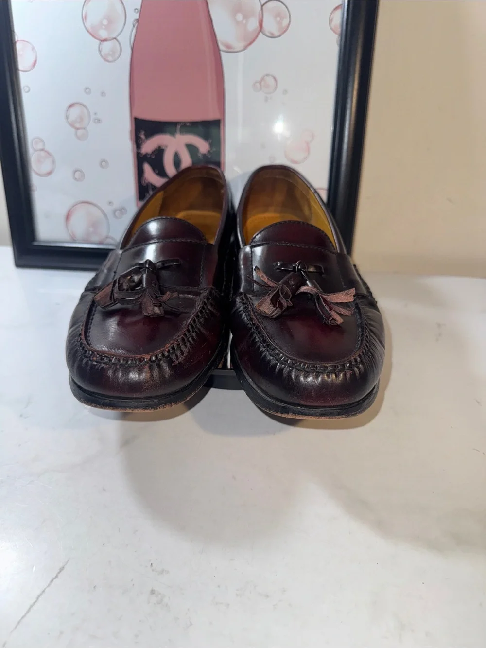 Cole Haan Men's Tassel Loafers in Deep Burgundy Leather - Size 10.5D